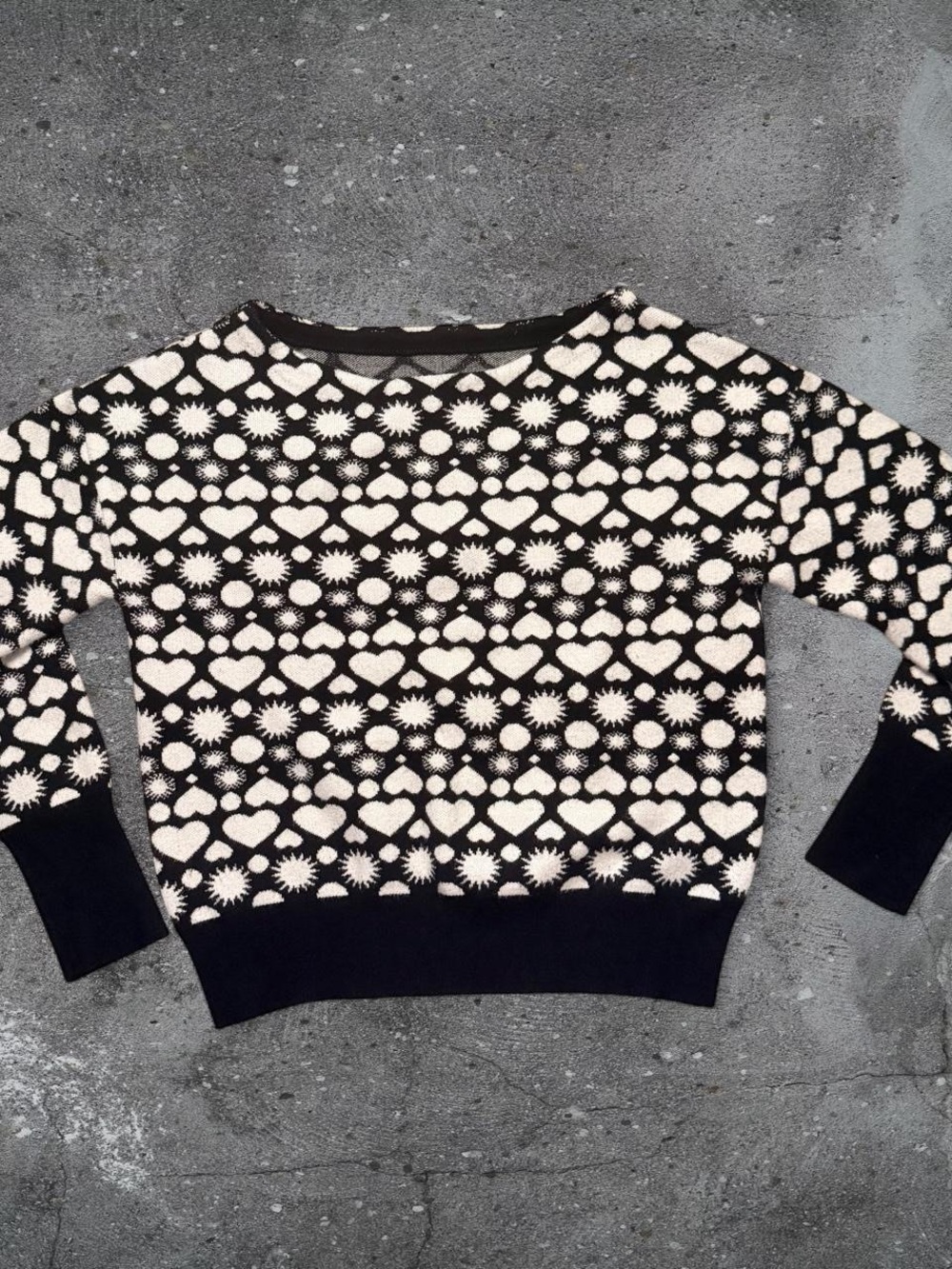 Maeve Anthropologie XS Heart Sun Print Knit Sweater